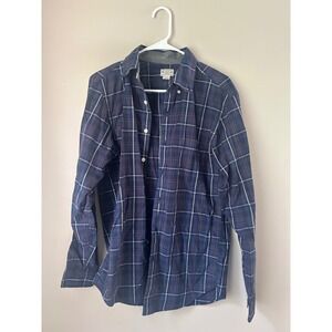 J.Crew Mens Tailored Plaid Button Down Shirt Long Sleeve Casual Blue Burgundy